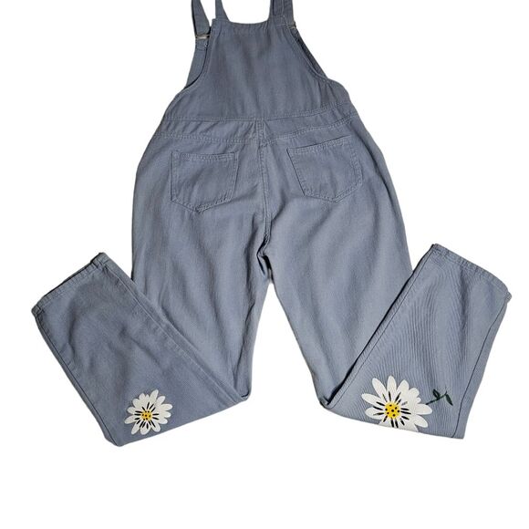 Flower Power light blue denim Overalls - Kids/XL or S/M Adult - Picture 5 of 9